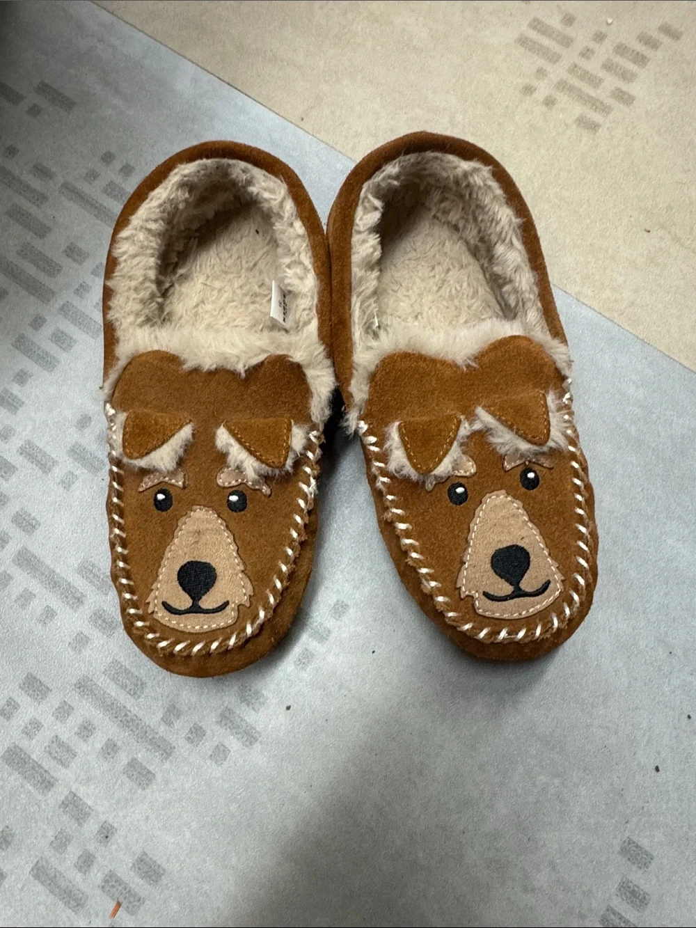 Mini Boden Kids Brown Dog Slip-On Slippers size 31 (toddler 12-13)